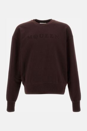 Alexander McQueen Brown Crewneck Embroidered Logo Sweatshirt