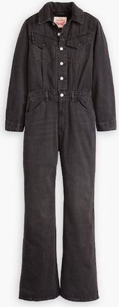 Levi's Womens Levis Collared Neck Long Sleeve Solid Patterned Jumpsuit in Travel Suit - Black - Size 26W/32L