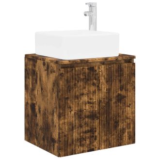 vidaXL Vanidad Con Lavabo De Pared Roble Ahumado 49,5 X 41 X 63 Cm Vidaxl