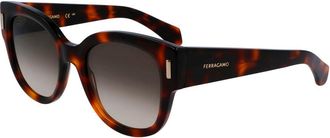 Ferragamo Bruine Acetaat Zonnebril
