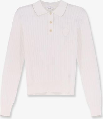 Brunello Cucinelli Maglia polo in cotone con logo ricamato frontale - BRUNELLO CUCINELLI - gender_Woman