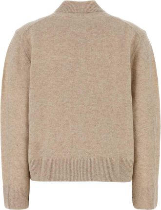 Maison Kitsun&eacute; Womens Melange Beige Wool Cardigan Moonbeige Exterior: Maglieria Sweater