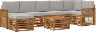vidaXL Conjunto De Sof&aacute;s De Exterior 8 Uds. Natural Y Gris Claro Vidaxl