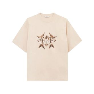 GCDS Studded Logo T-shirt - male - GCDS - T-Shirts - Beige - XL - Tops
