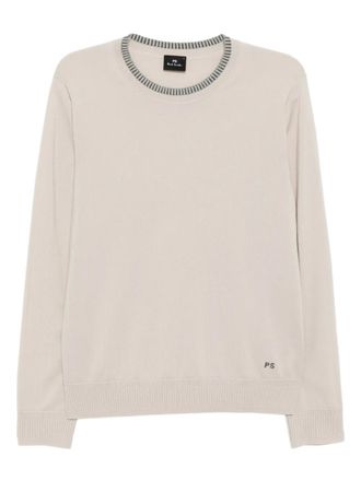 Paul Smith logo merino jumper - men - Merino - M - Neutrals