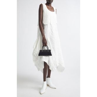 Comme Des Gar&ccedil;ons Lace Overlay Floral Jacquard Dress in Off-White X Off-White at Nordstrom, Size Medium