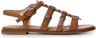Pinko Pinko, Schoenen, Dames, Bruin, 38 EU, Leer, Milly 07 Sandaal Abrasivated