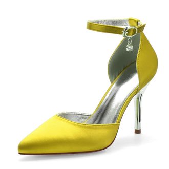 Miyoopark Womens Wedding Dress Shoes Stiletto High Heel Occasions Pumps M522 Yellow UK 5.5