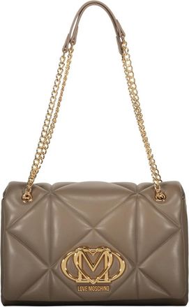 Love Moschino Quilted Shoulder Bag Embossed - Dames - Schoudertassen - Bruin - ONE Size - Polyester - Tassen