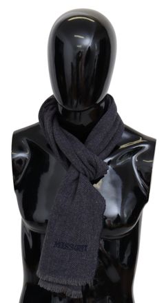 Missoni Elegant Wool Scarf with Logo Mens Embroidery