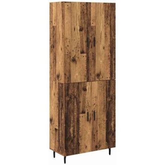 vidaXL Highboard Old Wood 69.5 x 34 x 180 cm Engineered Wood and Glass vidaXL