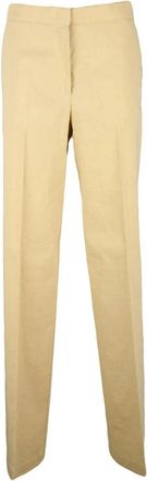 Pinko Jacopone Pantalone - Dames - Straight fit broeken - Beige - L - Leer - Broeken