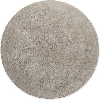 Wecon Home Alfombra de ba&ntilde;o greige redonda de algod&oacute;n 80 cm