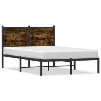 Berkfield Home Metal Bed Frame without Mattress Smoked Oak 120x190 cm Small Double in Brown