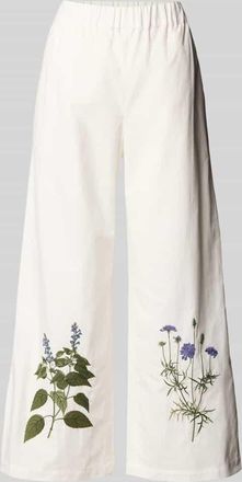Max Mara Wide Leg Stoffhose aus Baumwoll-Leinen-Mix Modell VOLANTE in Weiss, Größe 38