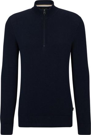 HUGO BOSS Ebrando-P Gebreide Trui - Heren - Ronde hals truien - Blauw - 2XL - Katoen - Truien & Vesten