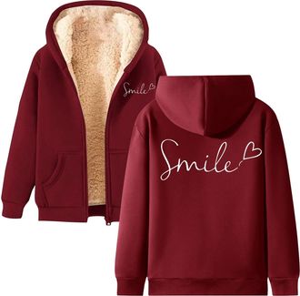 Generic Winter Jackets for Women UK Thick Fleece Lined Warm Hooded Winter Coats Unisex Fluffy Sherpa Hoodie Thickened Cardigan Thermal Zip Sweatshirt Jackets 