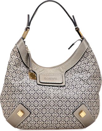 Loewe Pre-owned Womens Logo Canvas Hobo Bag - Light Grey Textile - One Size