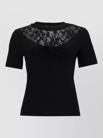 Nina Ricci short sleeve top bow lace detail