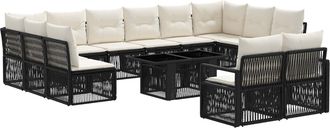 vidaXL Conjunto De Sof&aacute;s De Jard&iacute;n 13 Uds. Negro Y Blanco Crema Vidaxl
