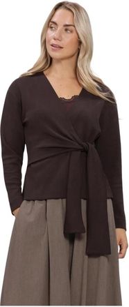 Rosemunde Babette Zijde SL U-hals Lange Kant - Dames - Longsleeves - Bruin - XS - Leer - Tops