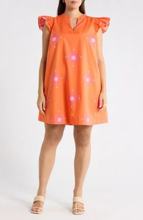 Sugarlips Karani Starburst Evalyn Ruffle Mini Dress in Orange-Fuchsia at Nordstrom, Size 3 X