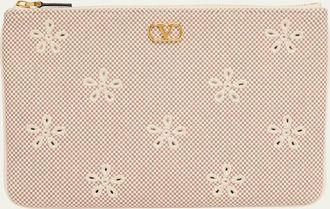 Valentino Garavani Eyelet-Embroidered Canvas Clutch Bag