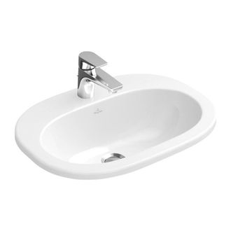 Villeroy & Boch O.novo, Lavabos Sobre Encimera, 560 X 405 Mm, Ovalado, Para Grifer&iacute;a De 3 Orificios, Orificio Central Perforado, Con Rebosadero, Porcel&aacute;nico Sanitario