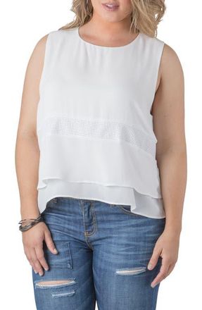 Standards & Practices Mandy Faux Leather Trim Top in White at Nordstrom, Size 1X