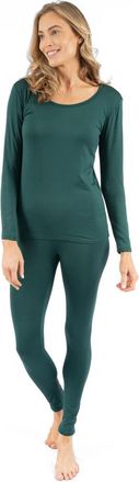 Leveret Womens Solid Thermal Pajama Set in Uniform Green at Nordstrom, Size X-Small