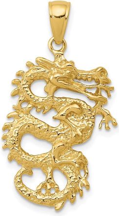 Diamond2Deal 14k Gold Solid 3-D Dragon Pendant