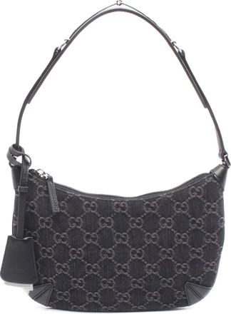 Gucci 2000-2015 Small GG Denim Horsebit Slim hobo bag - women - Denim - One Size - Black