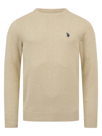 U.S.Polo Association heren trui - ronde hals met ribboorden & geborduurd logo