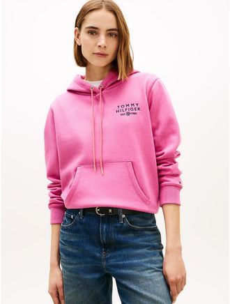 Tommy Hilfiger Womens Monotype Logo Heathered Hoodie - Pink - XXL