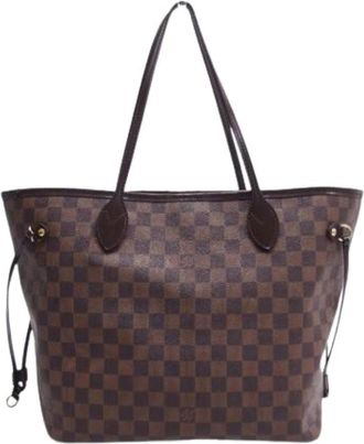 Louis Vuitton Pre-owned Damier Canvas Tote Bag - Dames - Vintage Shopper - Bruin - ONE Size - Leer - Vintage