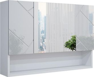 Vicco Armario Con Espejo Para Ba&ntilde;o Irma, Blanco Alto Brillo, 80.1 X 55 Cm