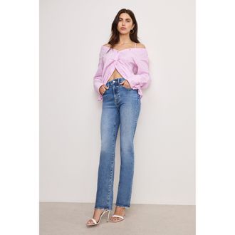 Good American Womens Always Fits Good Legs Straight Jeans | Extra Stretch, Flat Tummy Tech, Gap-Proof Waistband Long | Indigo, Size 20-26 Plu