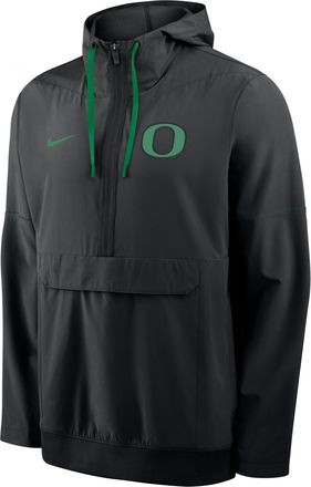 Nike Oregon Sideline Anorak Nike Mens College 1/2-Zip Hooded Jacket in Black | 03AT08ZEUON-PTU
