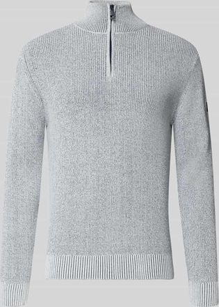 Tom Tailor Regular Fit Troyer aus Baumwoll-Mix in Offwhite Melange, Größe XXXL