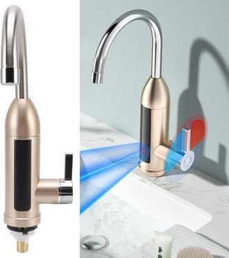 Infinite Grifo El&eacute;ctrico Rotativo De 3000 W Fabricado En Acero Inoxidable Con Pantalla Digital Para Cocina Y Ba&ntilde;o, Enchufe Europeo