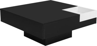 Urban Meuble Mesa de centro cuadrada en blanco y negro con luces led de dos tonos