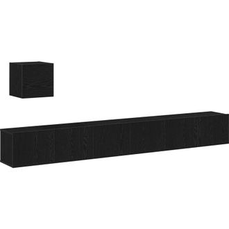 vidaXL 4 Piece tv Cabinet Set Black Oak Engineered Wood Vidaxl