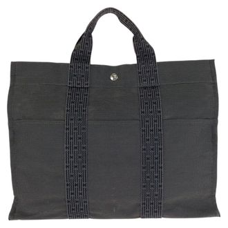 Herm&egrave;s Gray Polyamide Polyester Handbag Tote Bag (Pre-Owned)