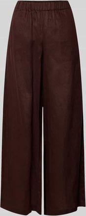 Ecoalf Wide Leg Leinenhose mit elastischem Bund Modell MOSSI in Mittelbraun, Gr&ouml;&szlig;e 34