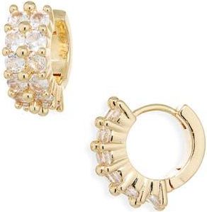 Nordstrom Rack Double Row Huggie Hoop Earrings in Clear- Gold at Nordstrom Rack