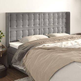 vidaXL Cabecero Con Orejas De Terciopelo Gris Claro 183x16x118/128 Cm Vidaxl
