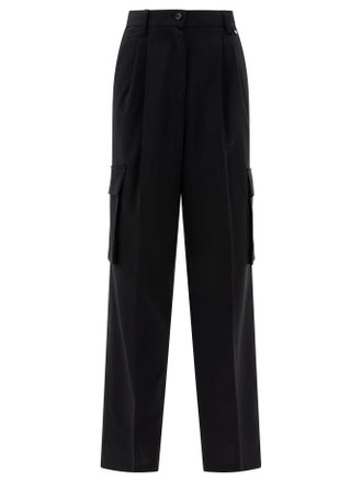Herno Womens Wool Blend Cargo Trousers - Black - Size EU 38 (Womens)