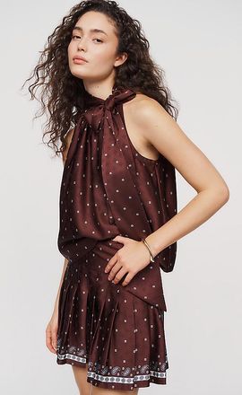 Maeve Pleated Satin Mini Skirt