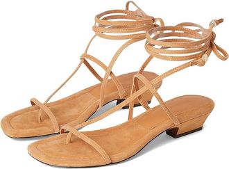 Madewell The Maycie Lace-Up T-Strap Sandal in Suede Womens Dress Sandals Sunbaked Clay : 6.5 M, Leather