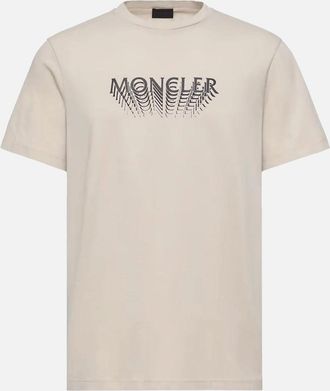 Moncler Mens Text Logo T-Shirt Beige - Cream - Size: 36